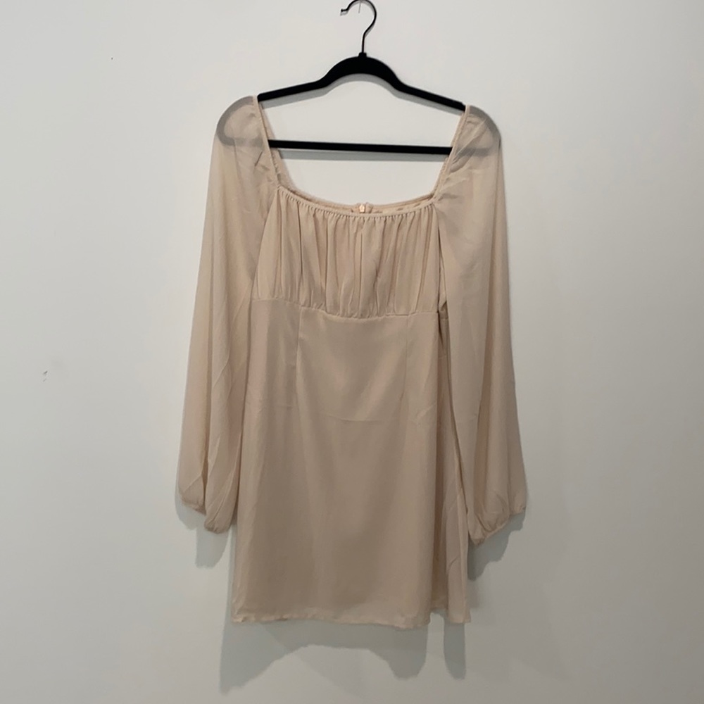 Long sleeve nude tone dress